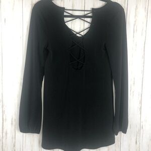 Express black lace back top